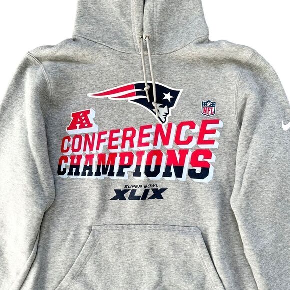 🔃Nike New England Patriots Gray Long Sleeve Hoodie Sweatshirt - Picture 3 of 7